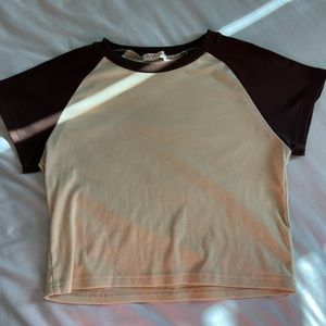 Brown and tan crop top shirt